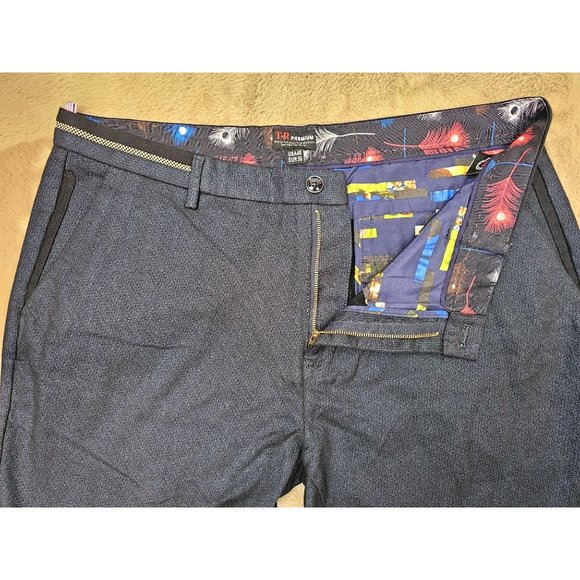 TR Premium Comfort-Fit Casual Stretch Flat Front Blue Chino Pants - Picture 3 of 12